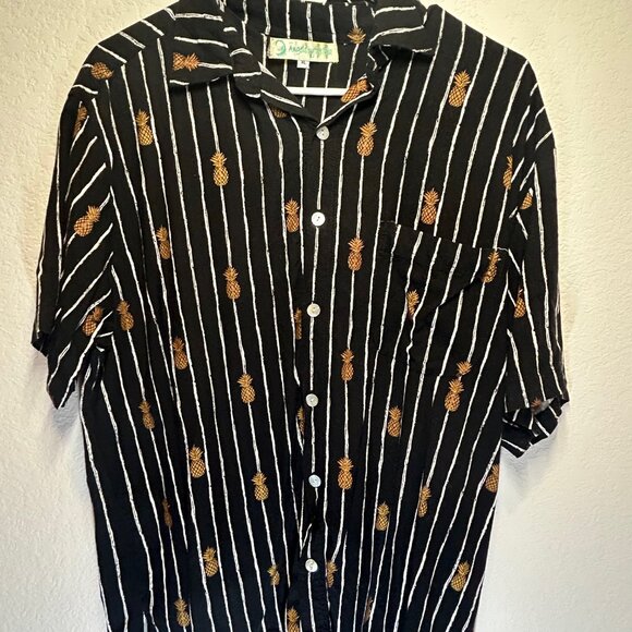 Angels By The Sea Hawaiian Pineapple Short Sleeve Button Up - Mens XL - Picture 3 of 10